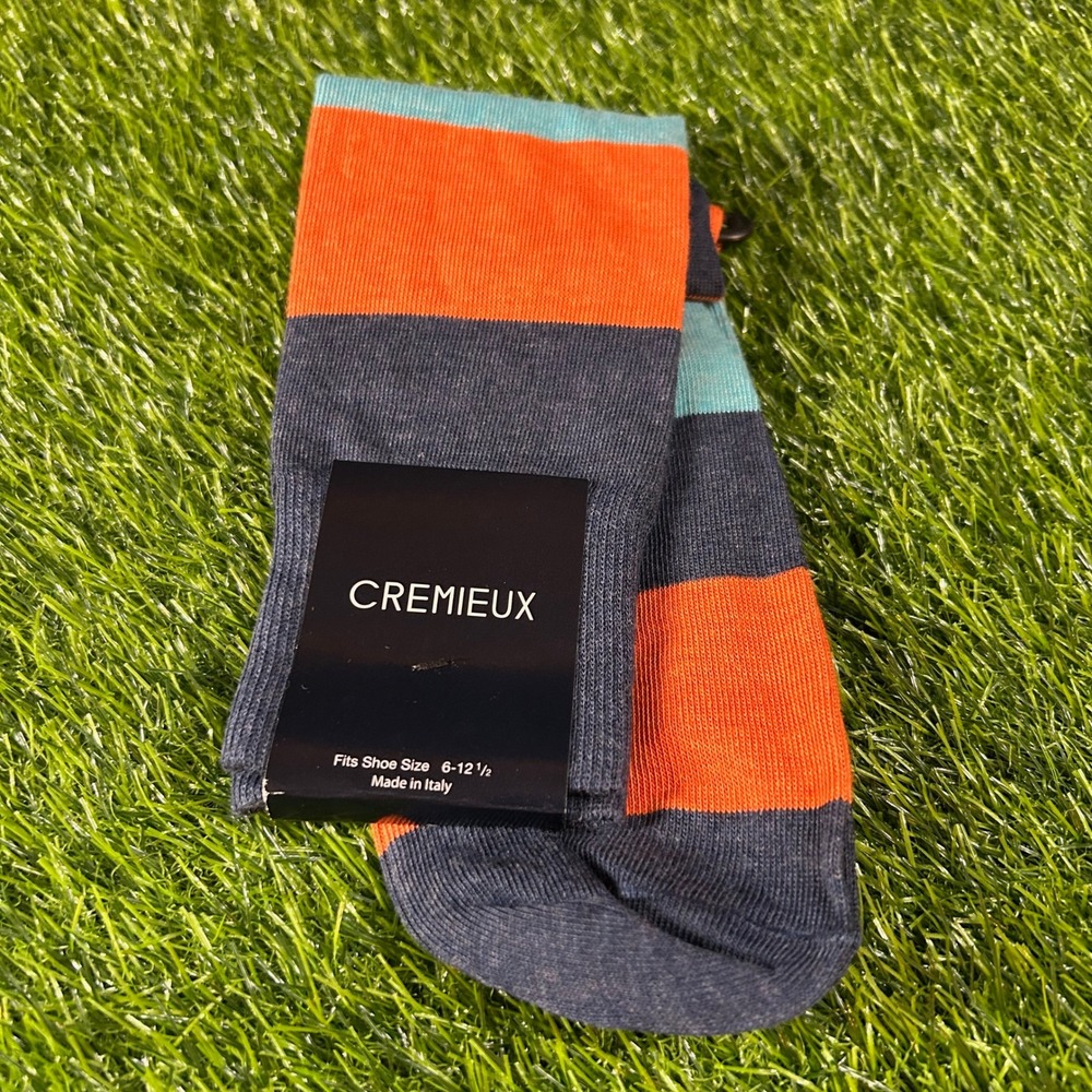 Cremieux Striped Dress Socks Italian Cotton Yarn Fits Mens Shoe Size 6-12 1/2